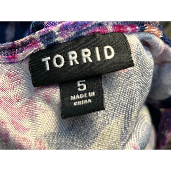 Torrid Velvet Cami Tank Size 5X Navy Purple Floral Lace Trim Boho Cottage Hippie - Picture 5 of 6
